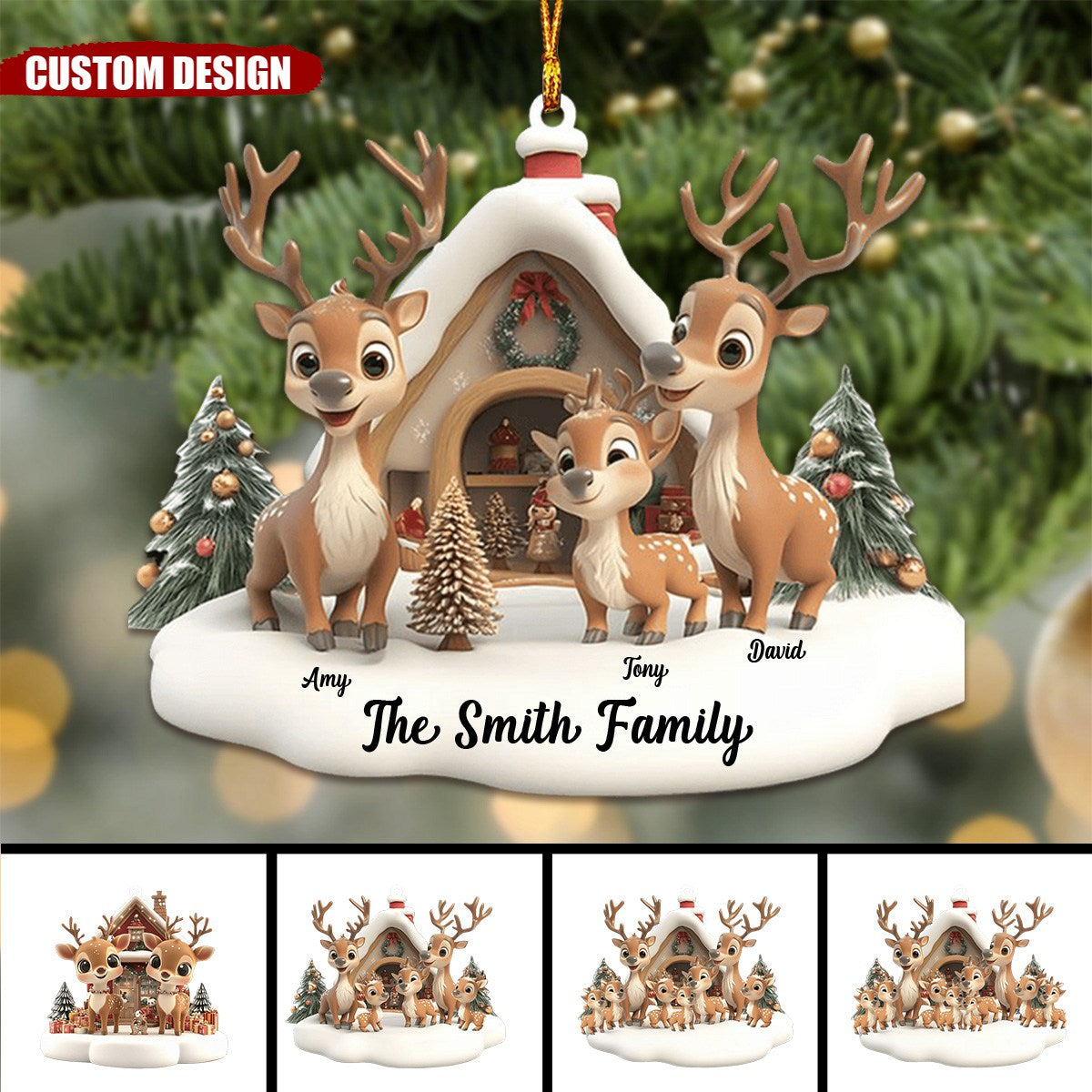 Personalized Reindeer Family Ornament-2025 New Release