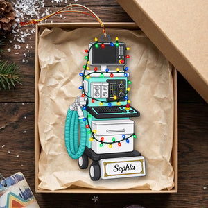 Personalized Anesthesiologist Christmas Ornament, Custom Name Anesthesia Machine Acrylic Ornament