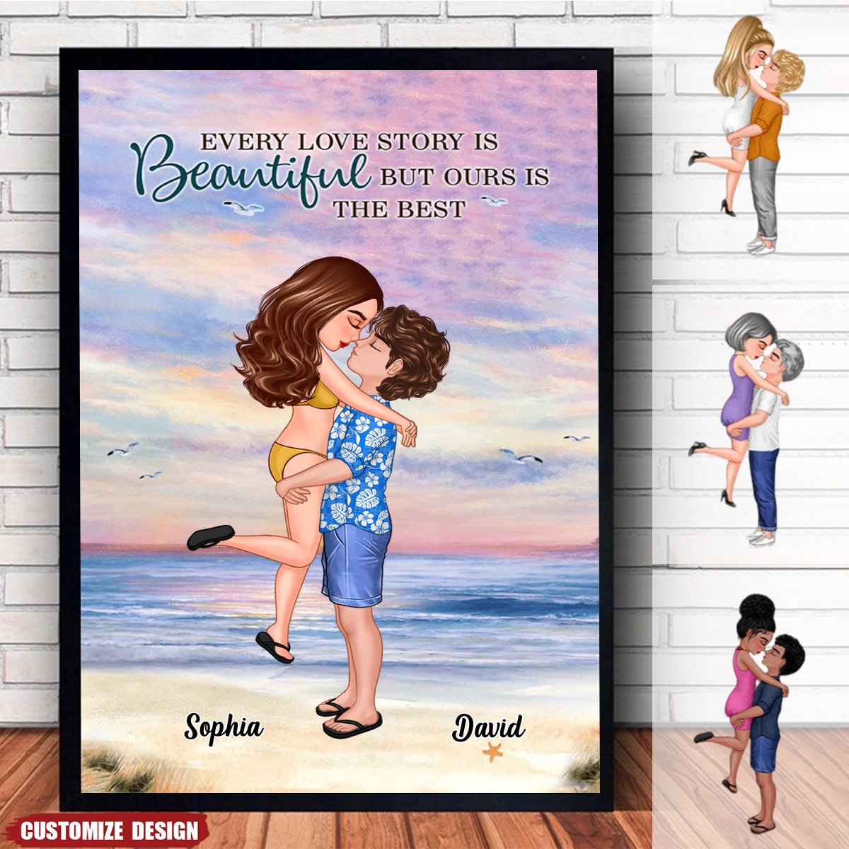 Doll Couple Kissing Hugging Personalized Poster