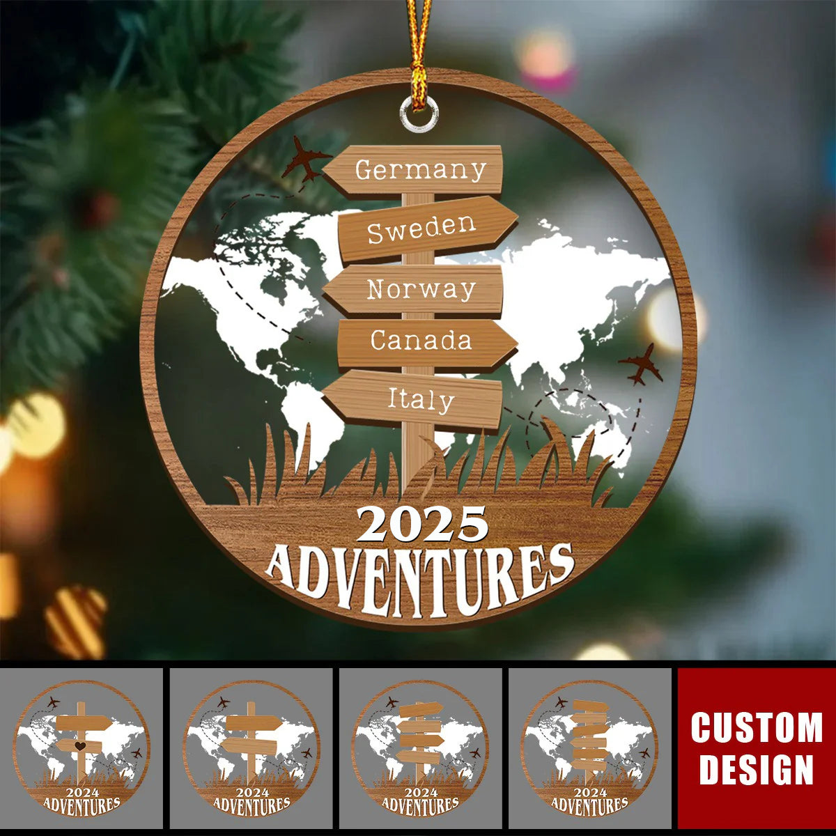 Personalized Travel Adventure Ornament, Custom Traveling Destination - Gift for Travelers - 2025 New Release