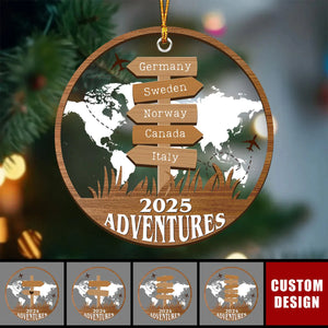 Personalized Travel Adventure Ornament, Custom Traveling Destination - Gift for Travelers - 2025 New Release