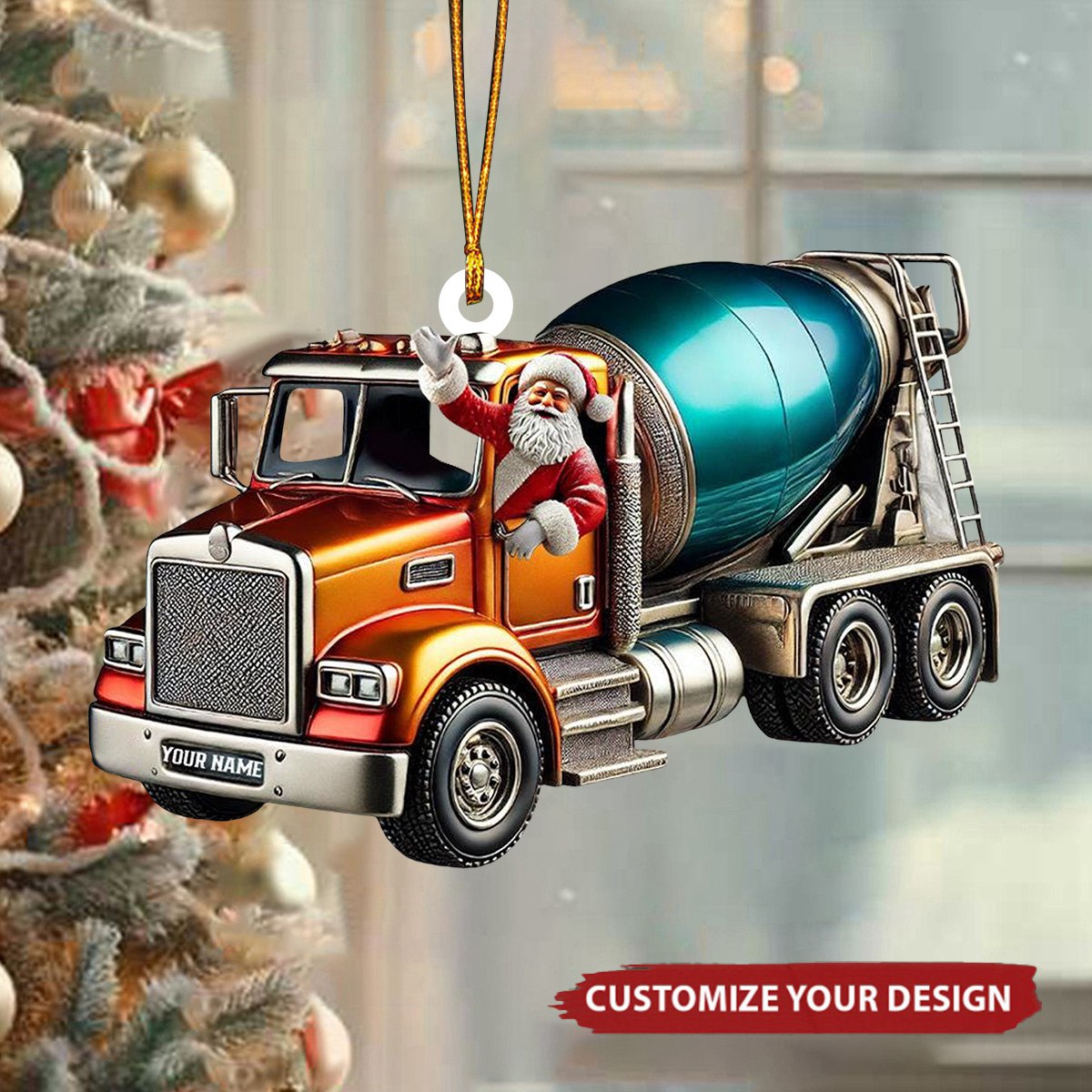 Personalized Cement Mixer Santa Ornament - 2025 New Release Unique Holiday Gift for Construction Fans