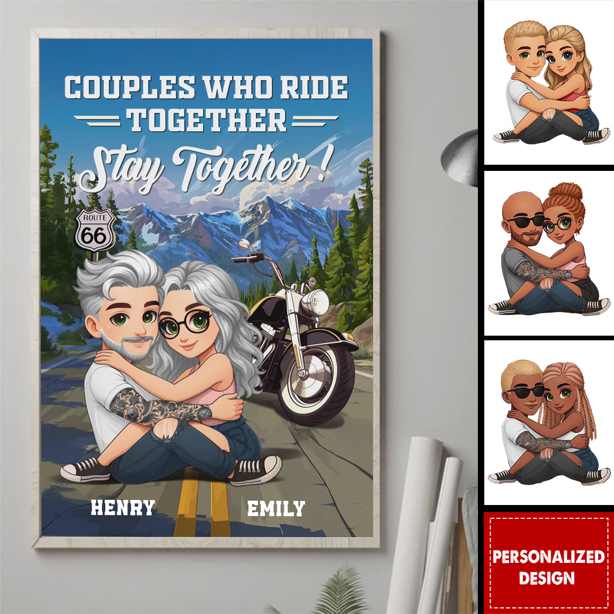 Posters Ride With Me Ride Together, Love Forever-Personalized Anniversary Wedding Poster Gi ...