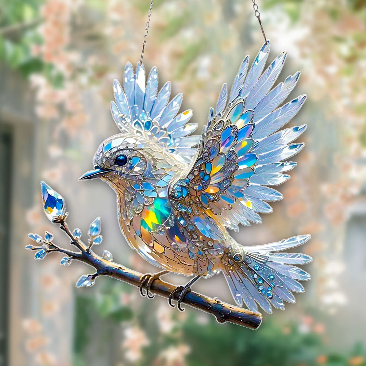 Crystal Sky Bluebird Window Hanging - Gift for Bird Lover