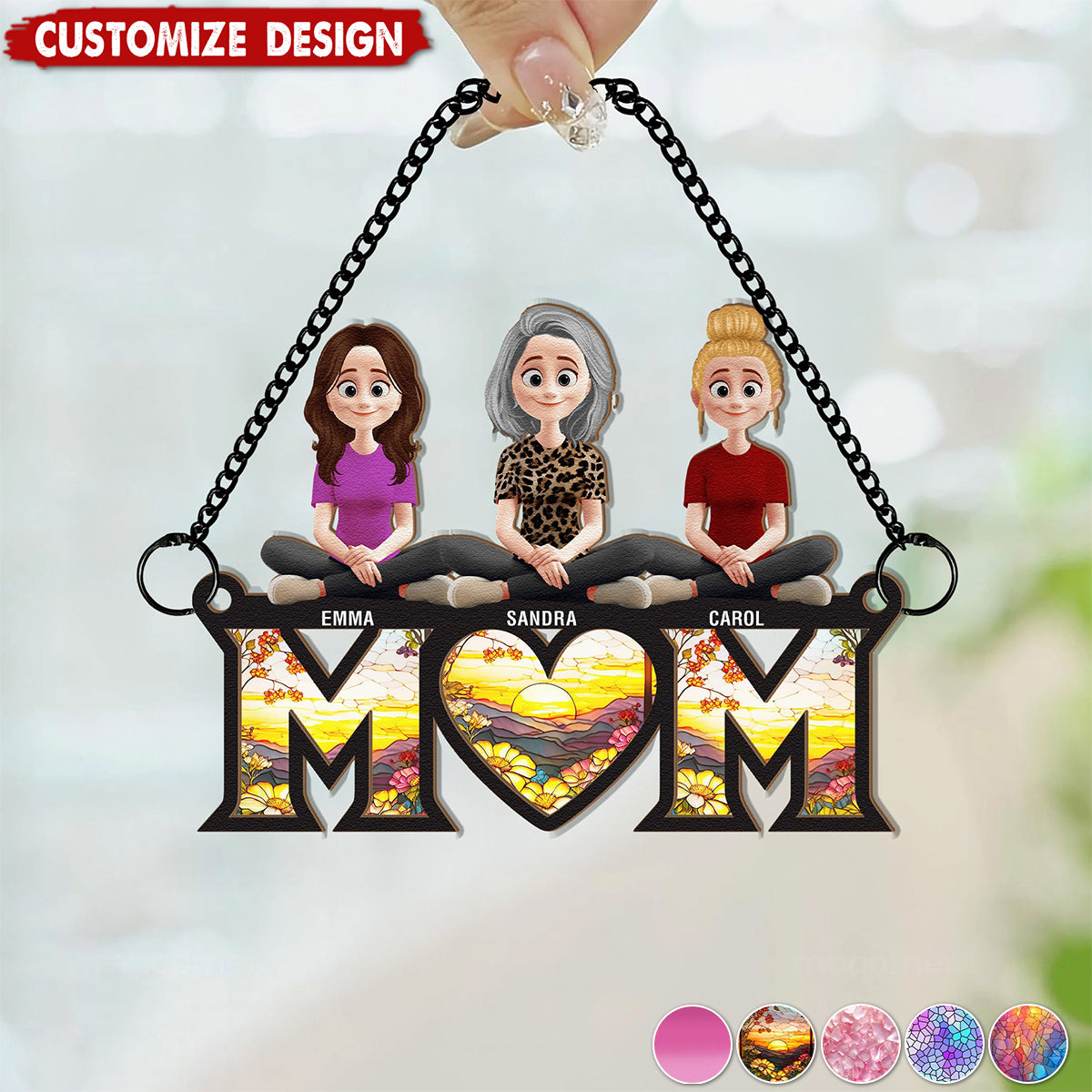 Personalized Window Hanging Suncatcher Ornament - Mother's Day Gift For Mom,Grandma