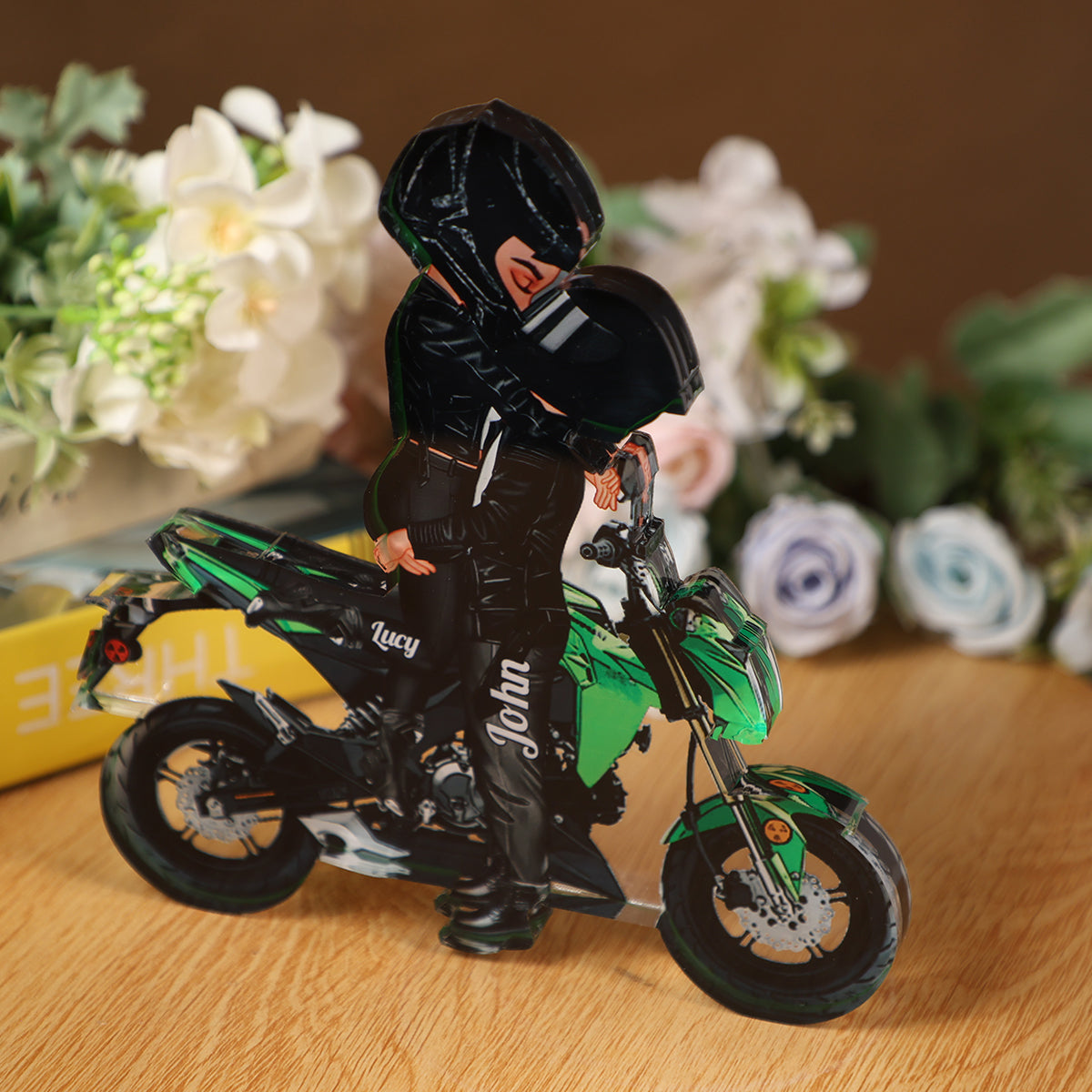 Motorcycle Kissing Doll Couple Personalized Acrylic Plaque