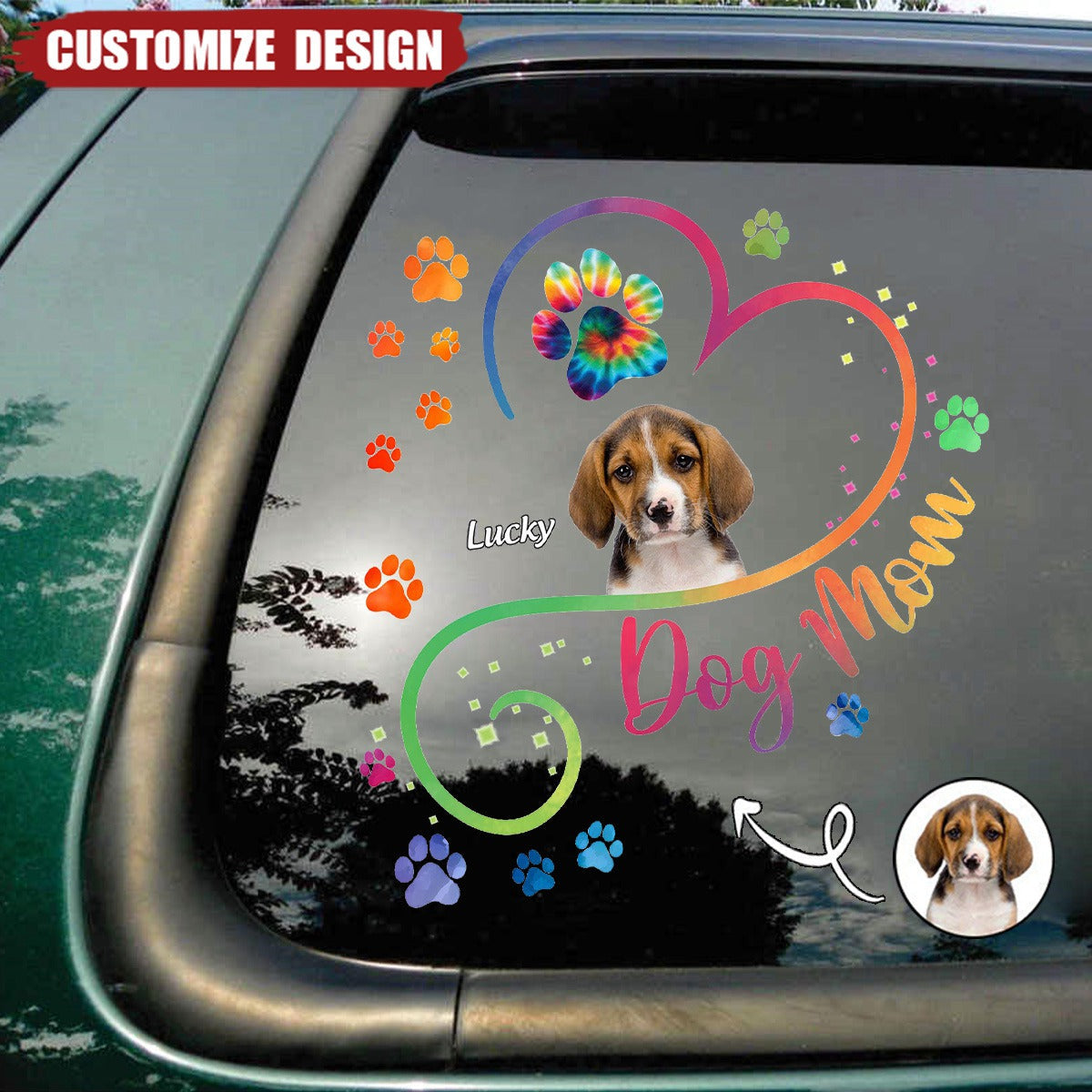 Custom Photo Dog Mom - Gift For Dog Lovers - Personalized Decor Decal