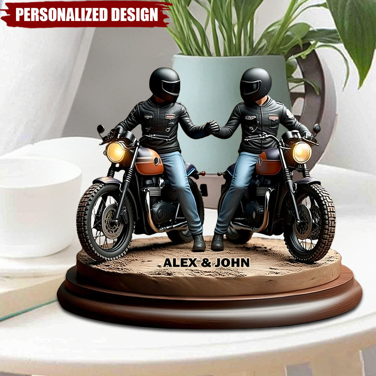 Old Biker Dad-Personalized Biker Shaped Acrylic Plaque