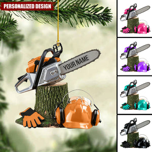 Personalized Arborist Chainsaw Christmas Ornament Gift for Lumberjacks & Loggers