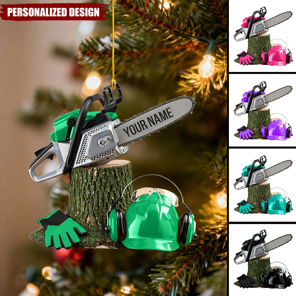 Personalized Arborist Chainsaw Christmas Ornament Gift for Lumberjacks & Loggers