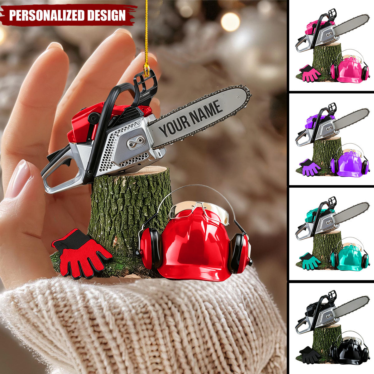 Personalized Arborist Chainsaw Christmas Ornament Gift for Lumberjacks & Loggers