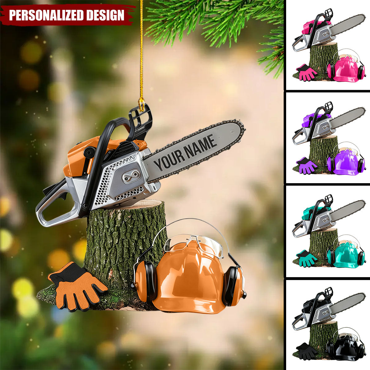 Personalized Arborist Chainsaw Christmas Ornament Gift for Lumberjacks & Loggers