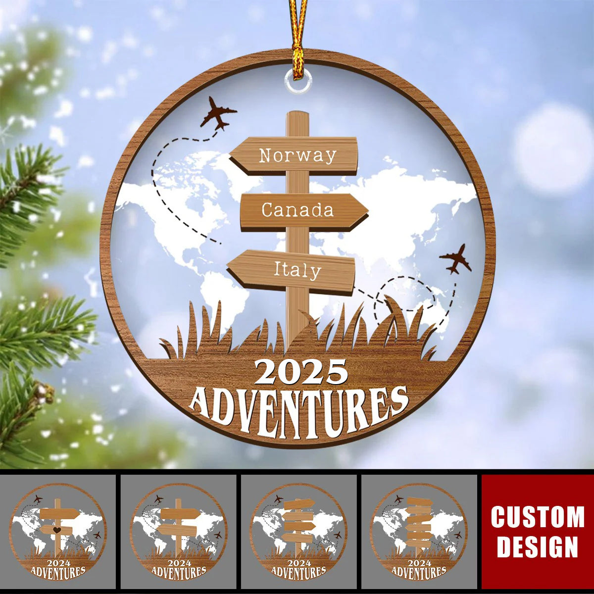 Personalized Travel Adventure Ornament, Custom Traveling Destination - Gift for Travelers - 2025 New Release