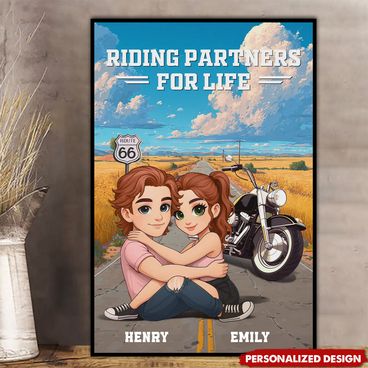 Ride Together, Love Forever-Personalized Anniversary Wedding Poster Gifts For Husband And Wife