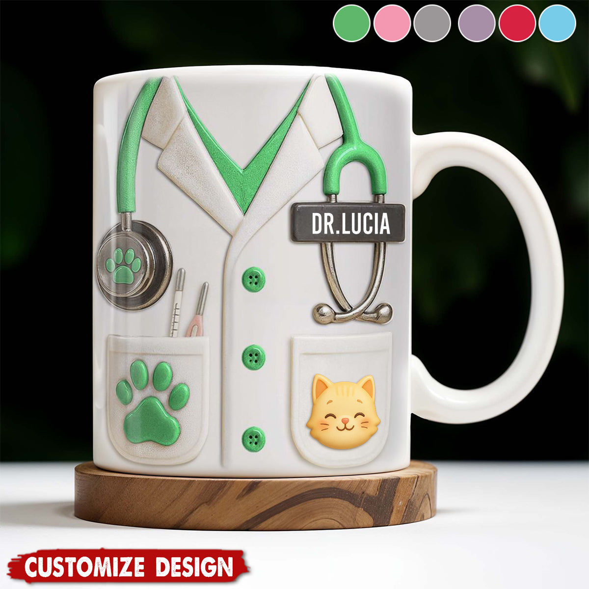 Medical Professional Design With Stethoscope And Dog Cat - Personalized Coffee Mug - Gift For Veterinarians