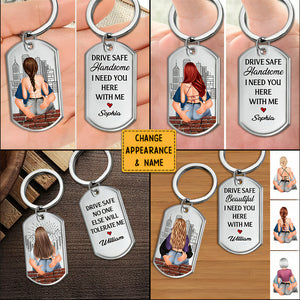 I Need You Here With Me - Couple Personalized Custom Keychain - Gift For Husband Wife, Anniversary