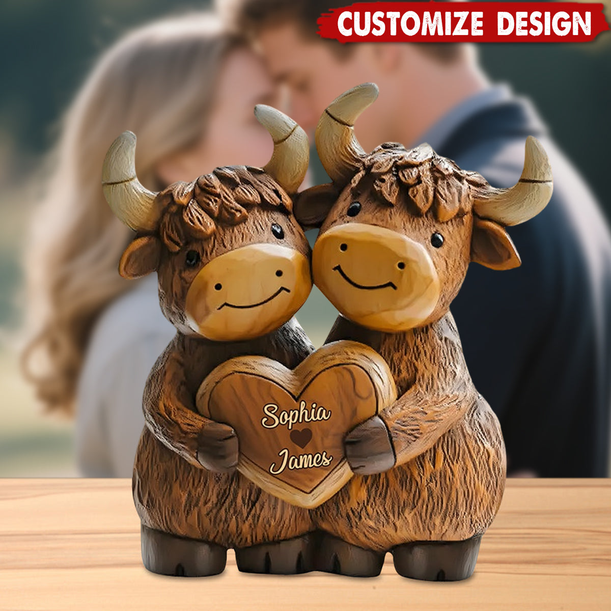 Personalized Cute Highland Cow Couple Acrylic Plaque