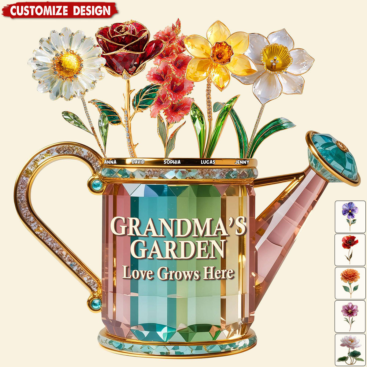 Personalized Grandma Birth Month Flowers Acrylic Plaque - Gifts For Grandma