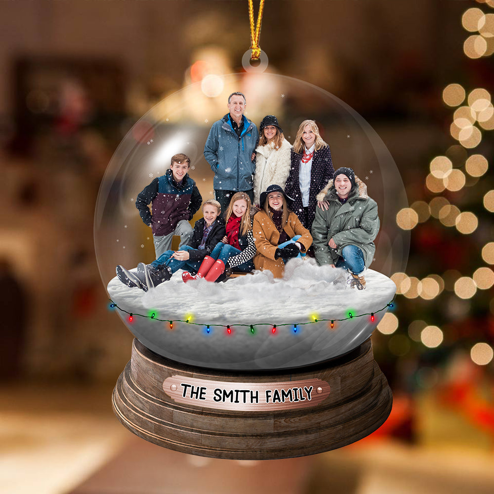 Personalized Family, Friends In Christmas Snowball Acrylic Ornament-Upload Photo