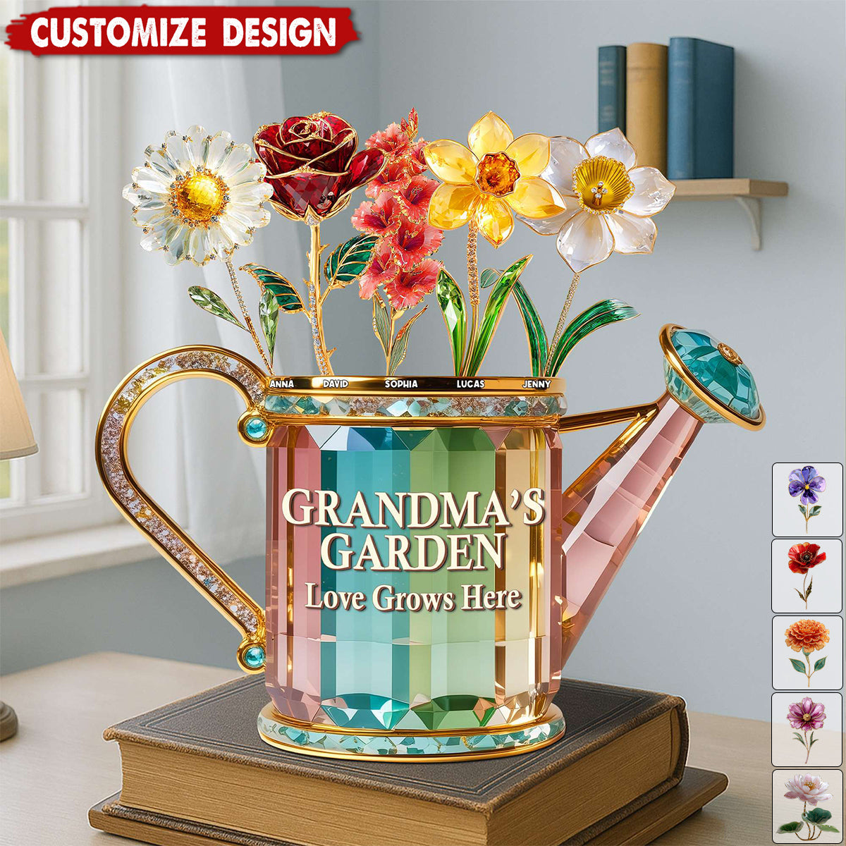 Personalized Grandma Birth Month Flowers Acrylic Plaque - Gifts For Grandma