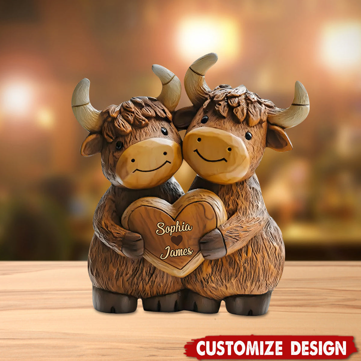Personalized Cute Highland Cow Couple Acrylic Plaque