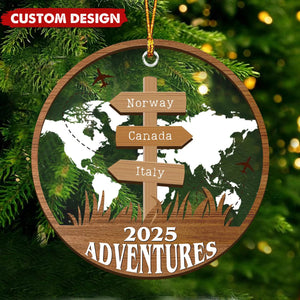 Personalized Travel Adventure Ornament, Custom Traveling Destination - Gift for Travelers - 2025 New Release
