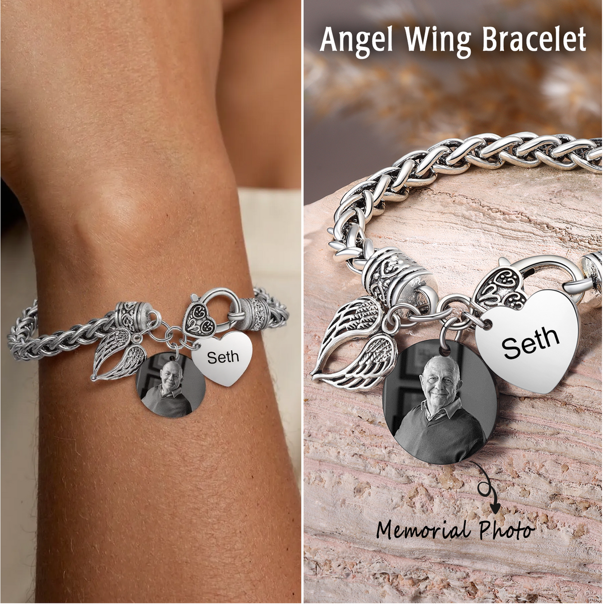 Personalized Angel Wing Memorial Bracelet-Sympathy Gift For Friend Or Family
