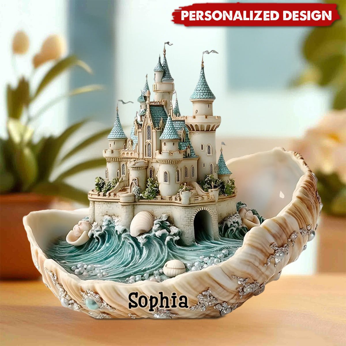 Seashell Castle Souvenir Gift-Personalized Sea Lover Shaped Acrylic Plaque