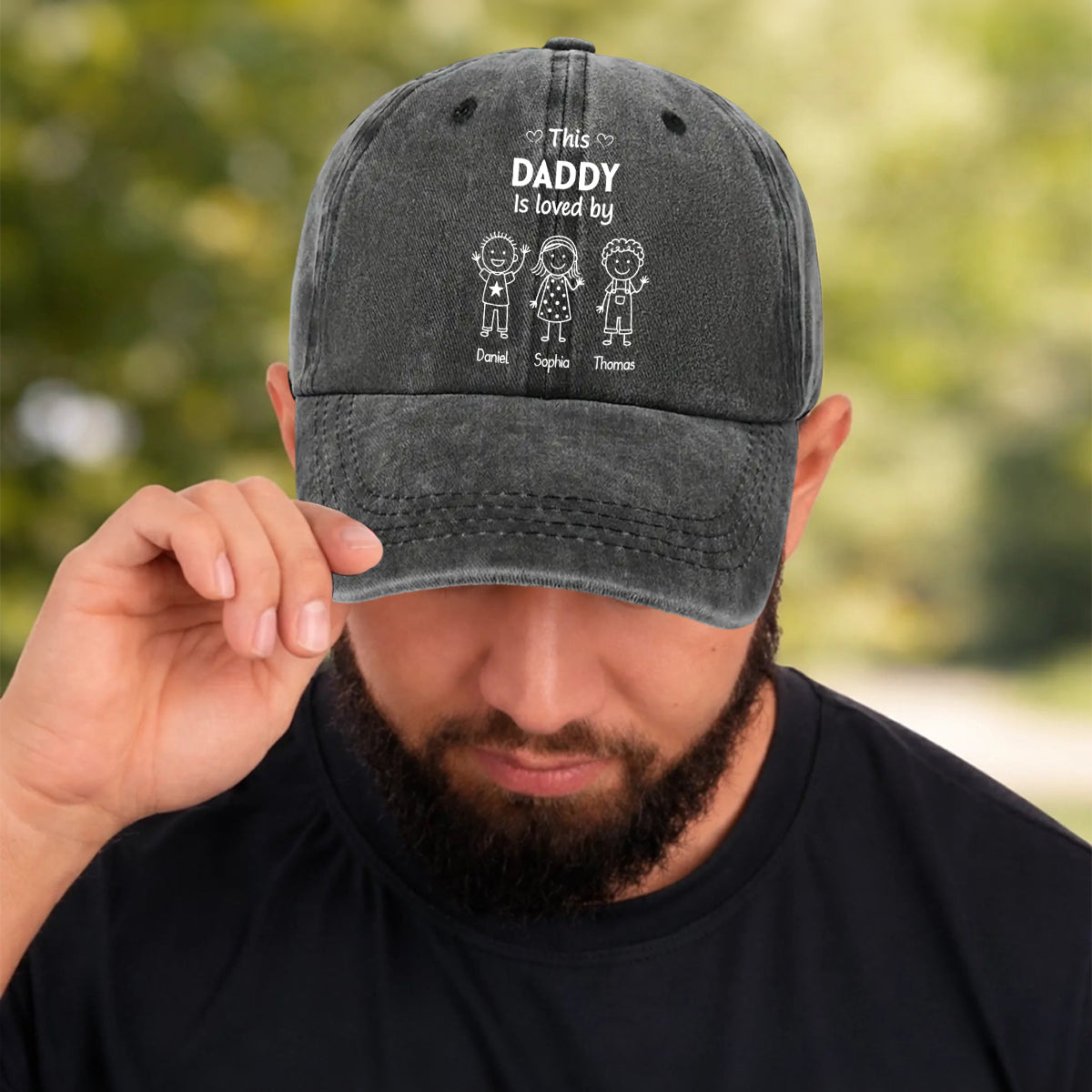 This Grandpa Is Loved By - Personalized Custom Vintage Washed Denim Cap