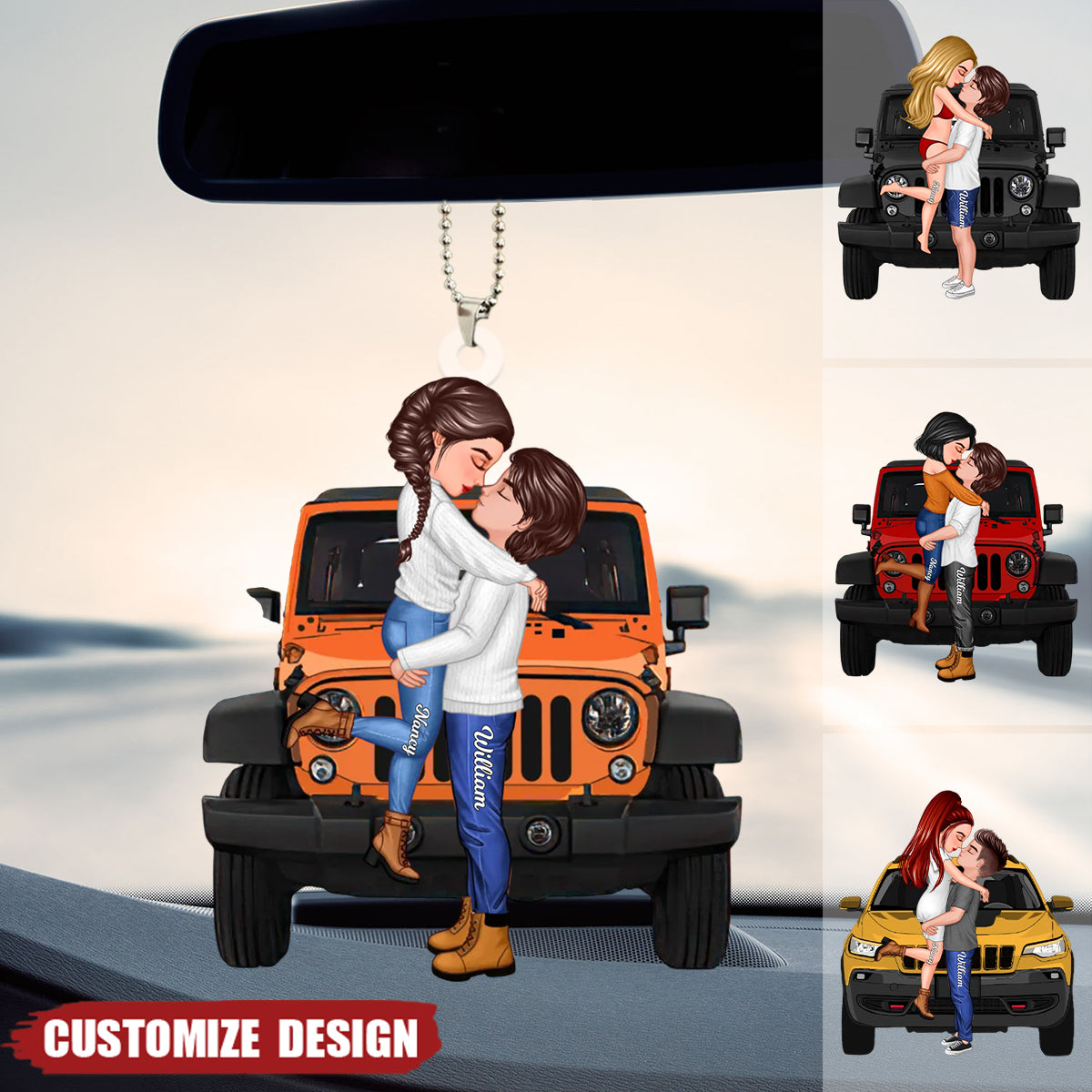 New Release - Personalized Off-Road Car Couple Kiss Car Ornament