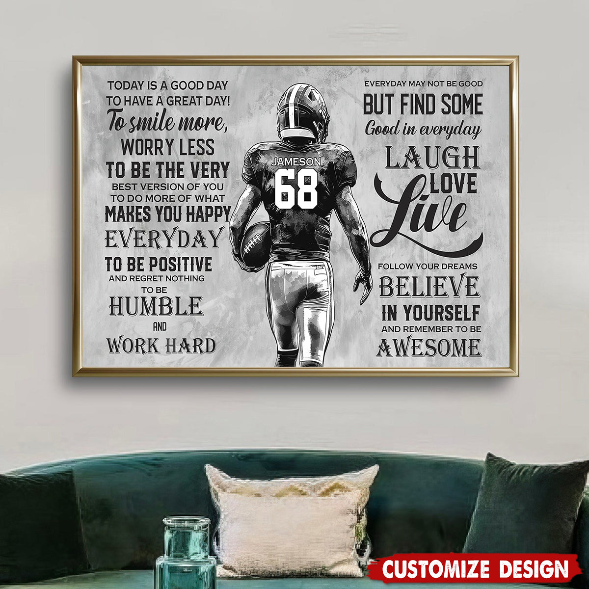 Today Is A Good Day-Motivational Personalized Football Boy Poster-Gift For Football Lovers