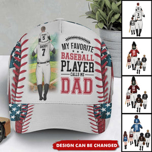My Favorite Player Calls Me Dad/Grandpa - Personalized Baseball Kids & Dad/Grandpa Classic Cap