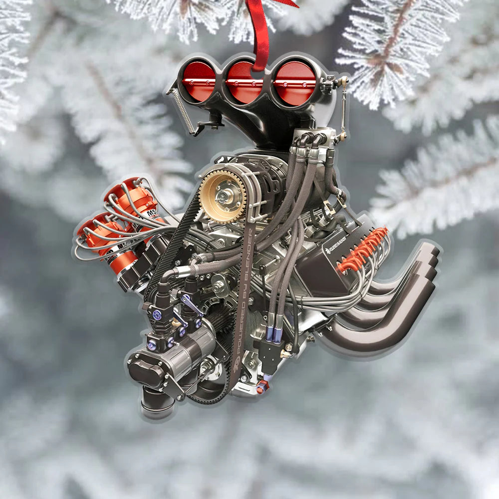 Personalized Drag Racing Hot Rod V8 Engine Ornament- Christmas Gift For Racing Lovers
