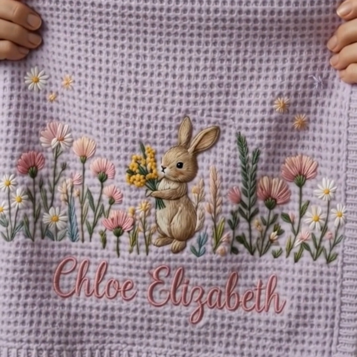 Personalized Bunny Baby Embroidered Blanket,Newborn Gift