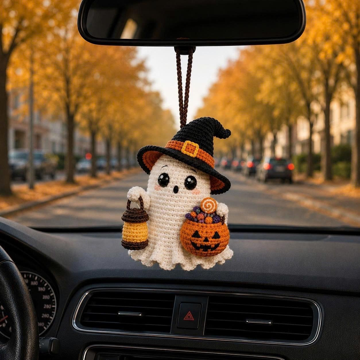Crochet Ghost Cat,Crochet Ghost Cute Halloween Ornament