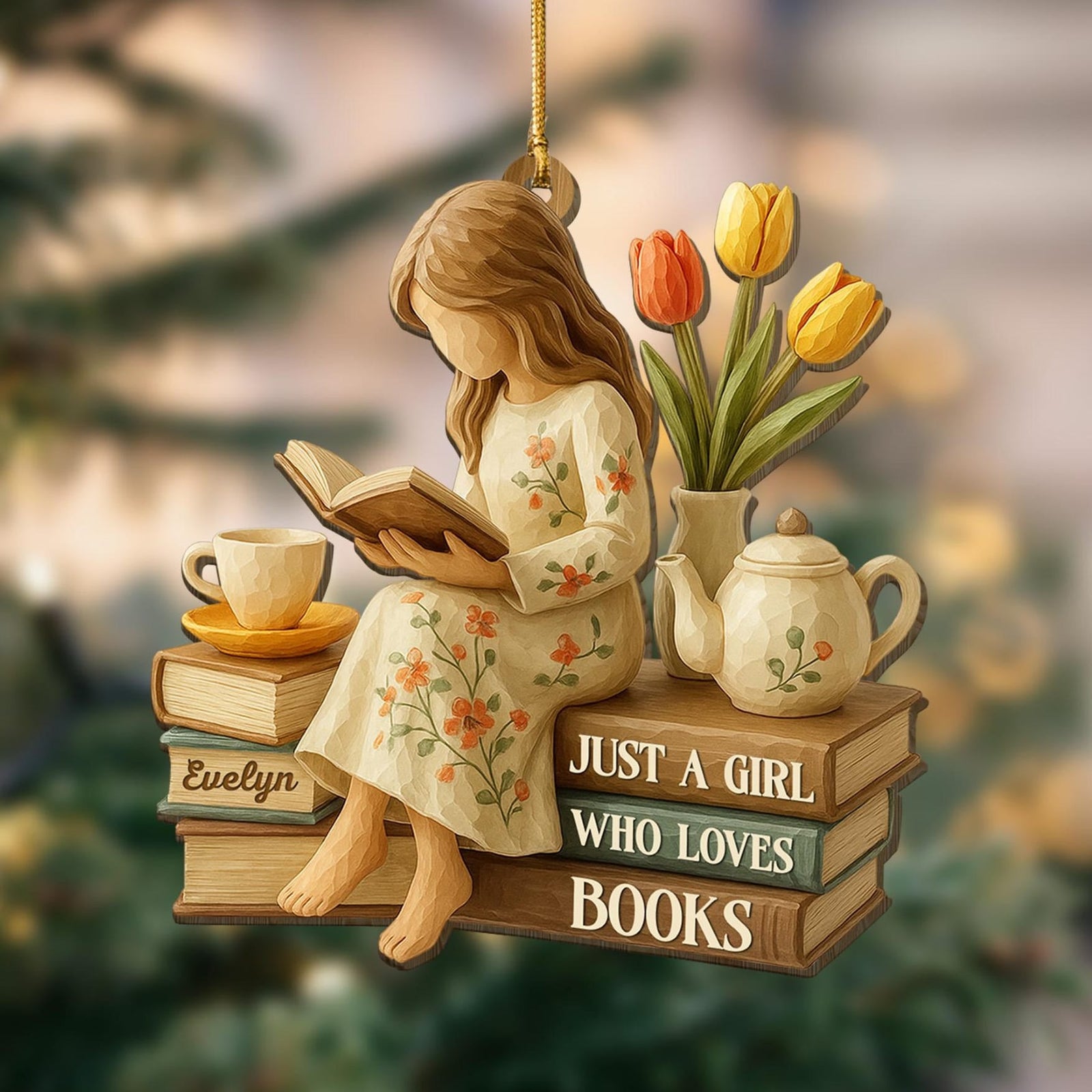 Personalized Just A Girl Who Loves Books Ornament, Reading Gift For Book Lover
