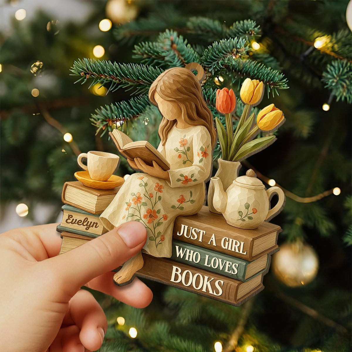 Personalized Just A Girl Who Loves Books Ornament, Reading Gift For Book Lover