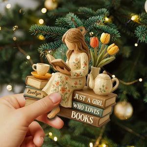 Personalized Just A Girl Who Loves Books Ornament, Reading Gift For Book Lover