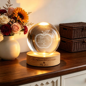 Personalized Teacher Appreciation Crystal Ball Night Light - End of Year Teacher Gift