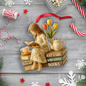 Personalized Just A Girl Who Loves Books Ornament, Reading Gift For Book Lover