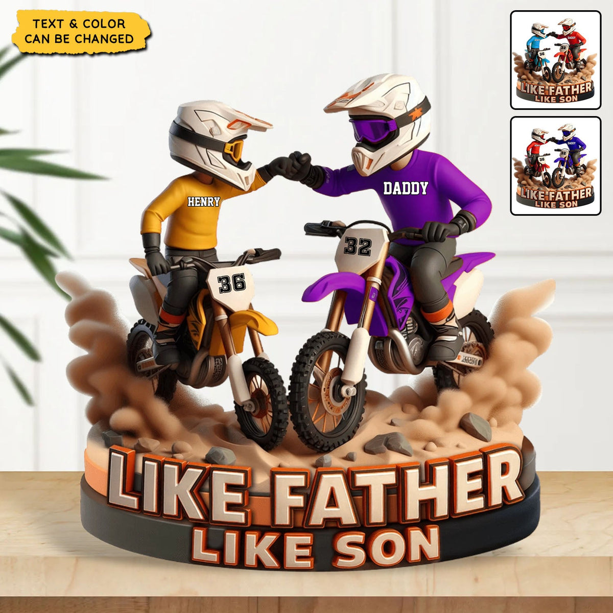 Dirt Bike Dad And Kid - Personalized Acrylic Plaque, Father's Day Gift for Dad, Gift for Husband