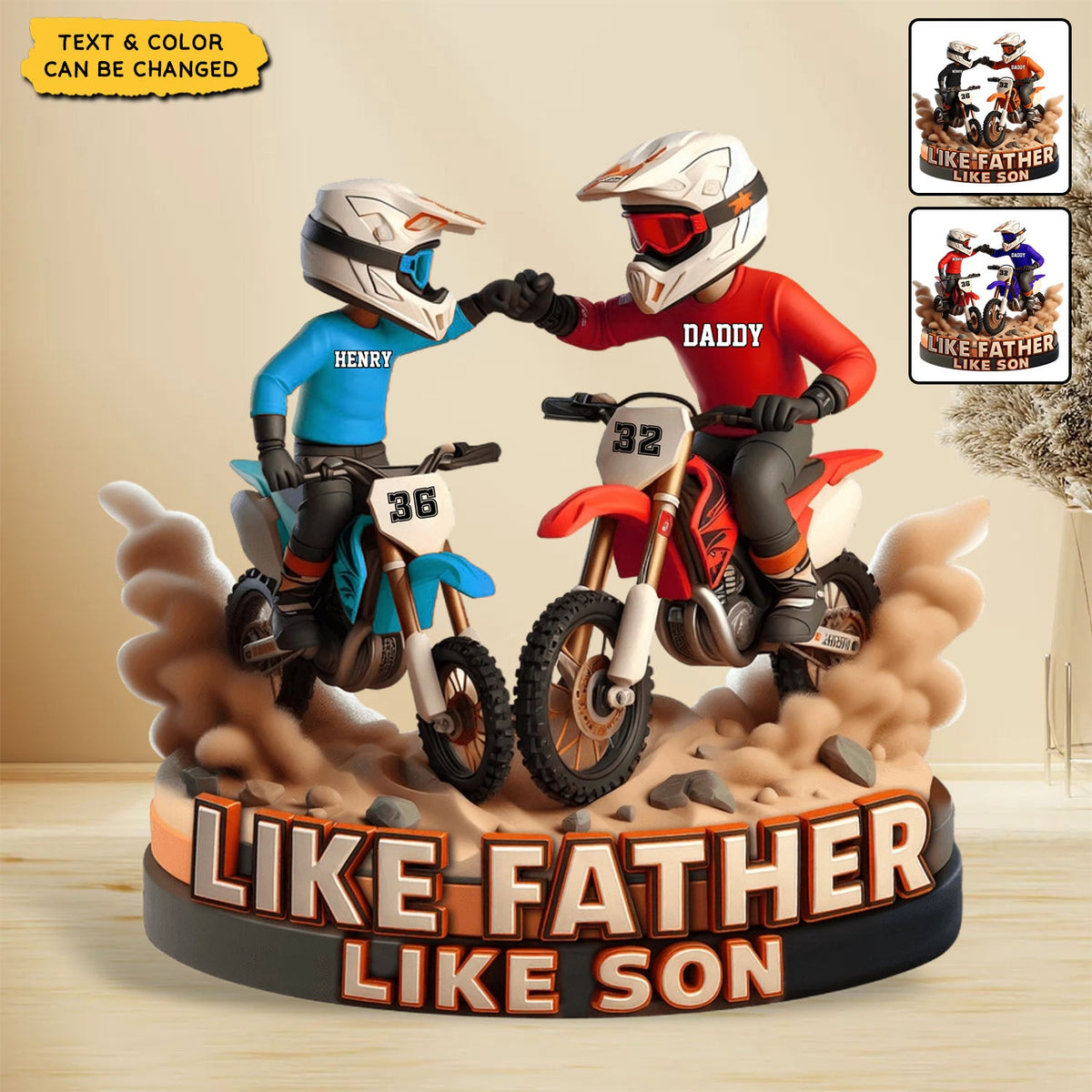 Dirt Bike Dad And Kid - Personalized Acrylic Plaque, Father's Day Gift for Dad, Gift for Husband