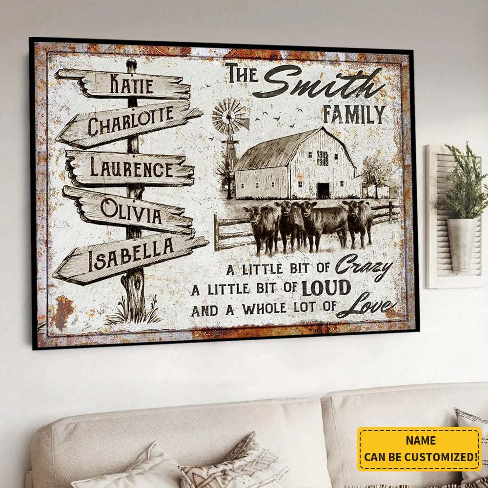 Best Family Gift Names Sign Farmhouse Wall Decor Personalized Poster