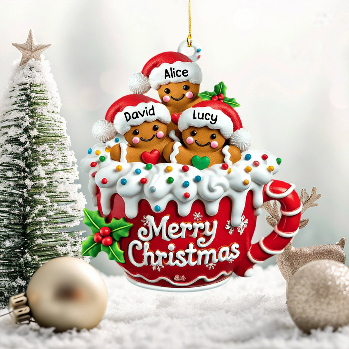 Merry Christmas - Personalized Gingerbread Christmas Ornament, Gift For Family - 2025 New Release