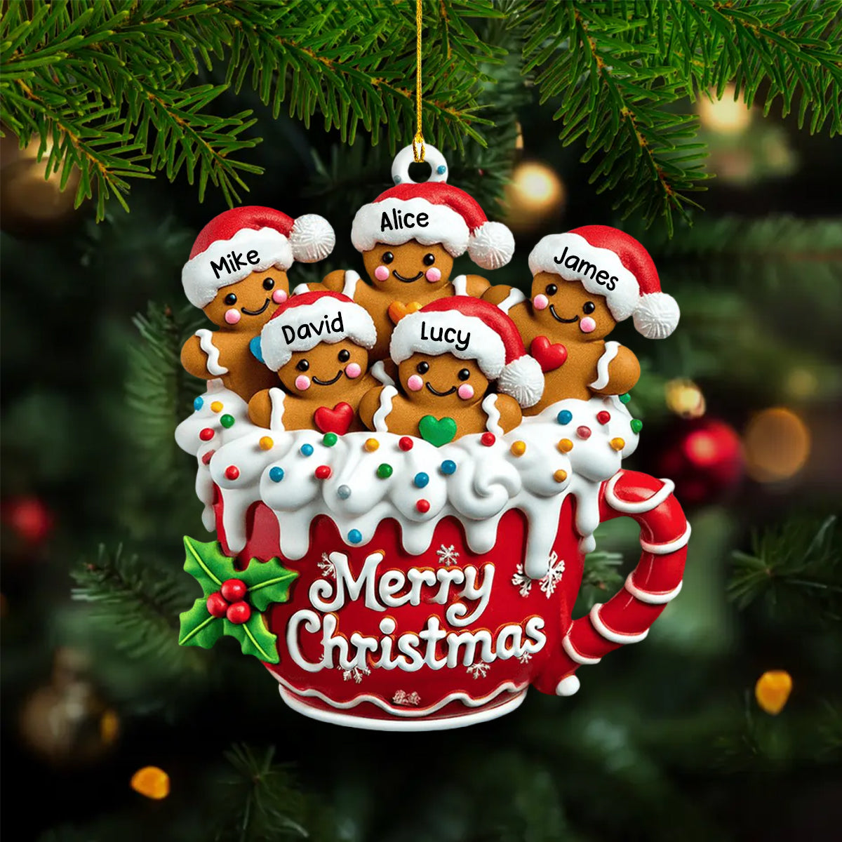 Merry Christmas - Personalized Gingerbread Christmas Ornament, Gift For Family - 2025 New Release