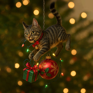 Cute Cat Christmas Tree Ornament - Festive Feline Fun for Your Tree