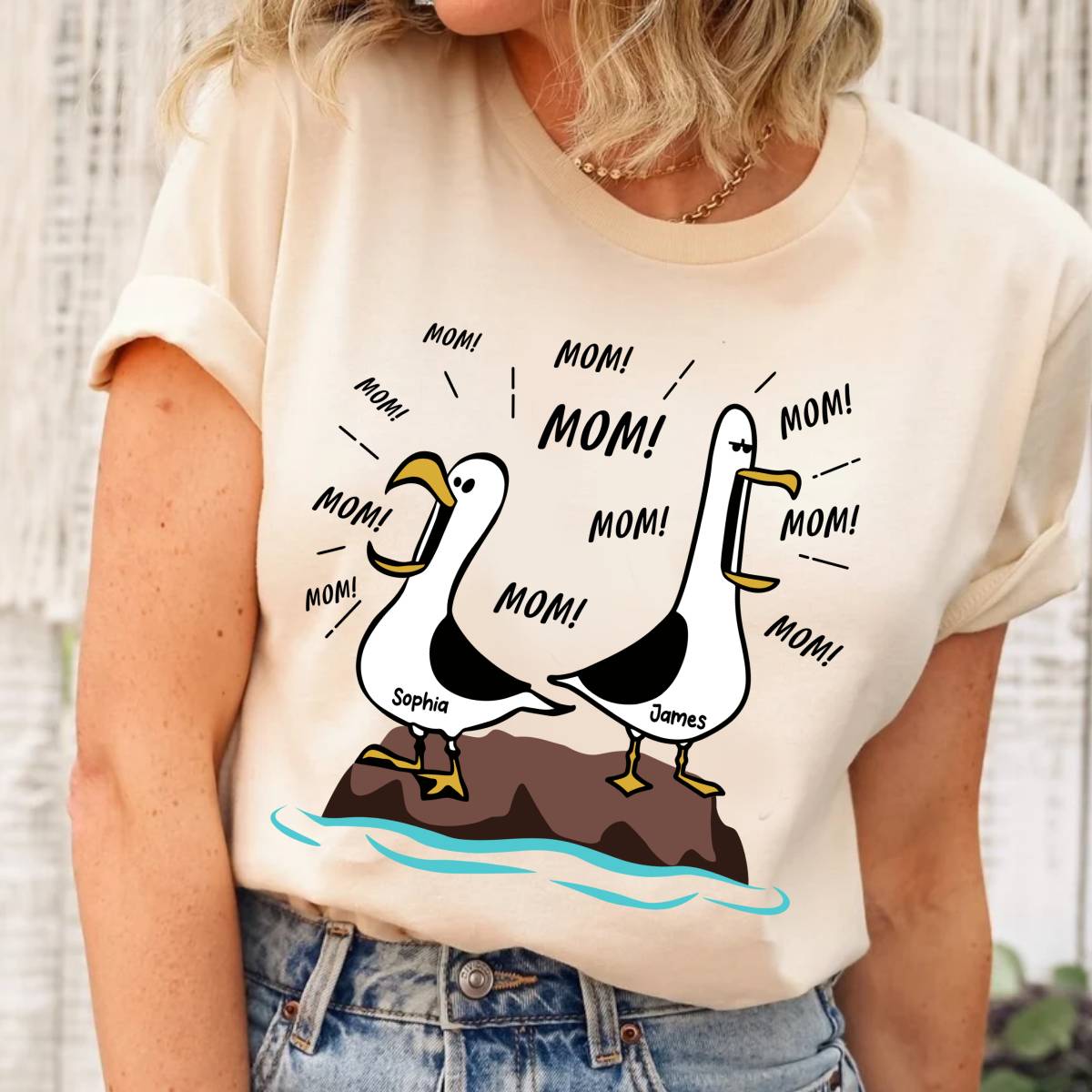 Seagull Mom Mom Mom - Personalized Shirt - Funny Gift For Mom