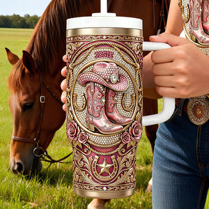 Vintage Western Cowgirl 40oz Tumbler - Personalized Gifts For Cowgirl