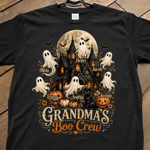 Personalized Classic Tee, Grandma's Boo Crew Haunted House Halloween, Unique Gift for Grandma