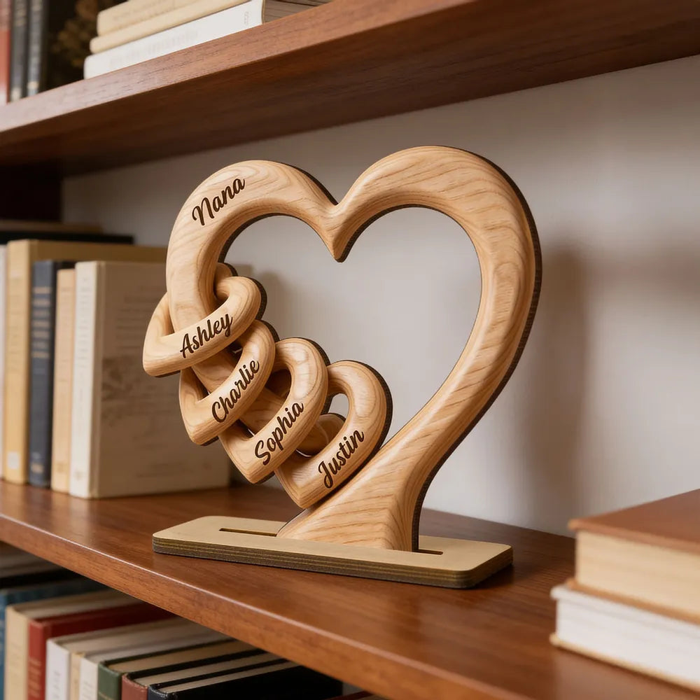 Personalized Heart  Wooden Plaque - Gift For Mother's Day